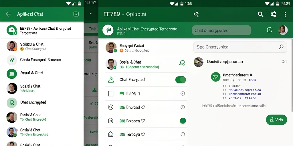 Tampilan antarmuka aplikasi EE789 untuk chat aman dan terenkripsi.