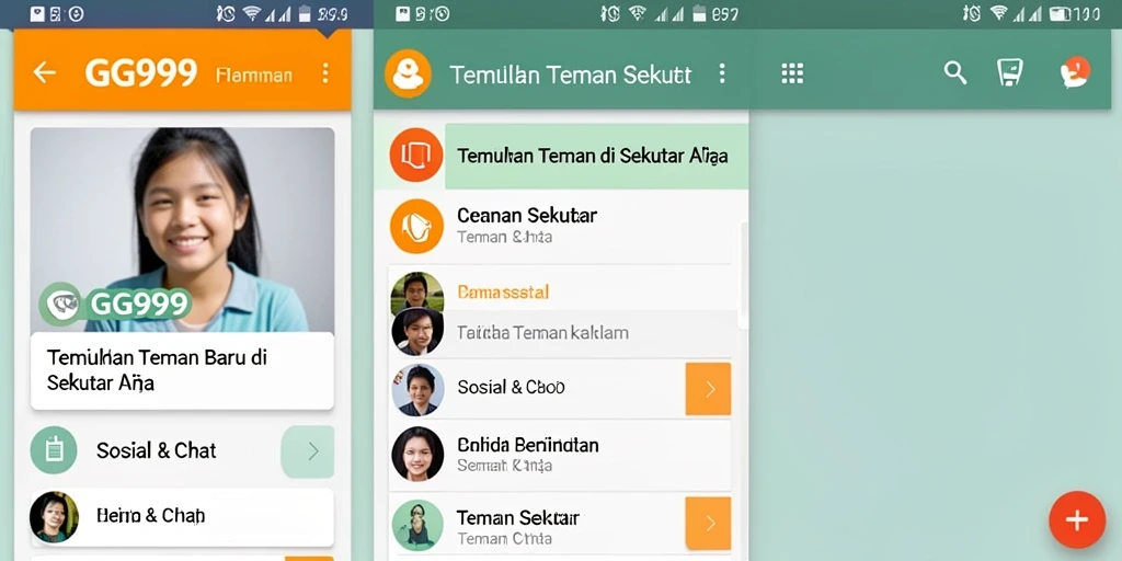 Tampilan antarmuka GG999 yang menarik untuk Teman Sekitar.