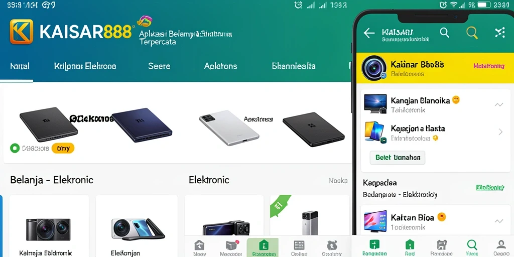 Antarmuka pengguna KAISAR888 yang memudahkan pencarian produk elektronik.