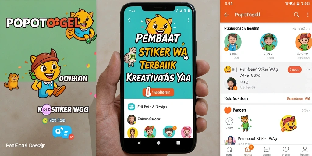 Tampilan antarmuka POPOTOGEL untuk membuat stiker WA yang kreatif.