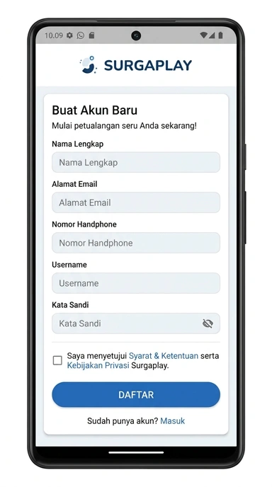 Panduan Registrasi Akun Baru di Surgaplay